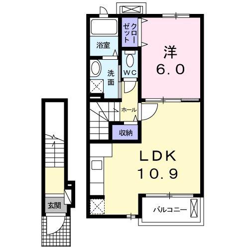 スパニッシュ・モス(1LDK/2階)の間取り写真
