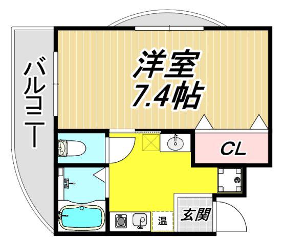 アネックス東塚口(1K/2階)の間取り写真