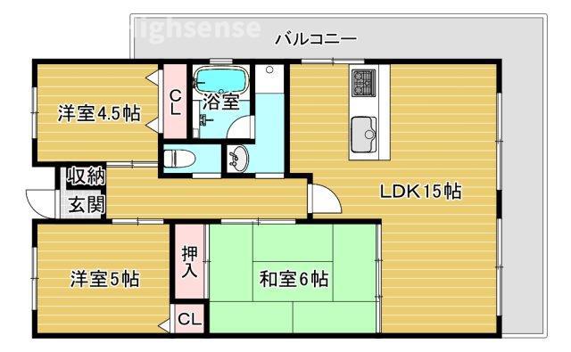 アビタ山本放出西(3LDK/2階)の間取り写真