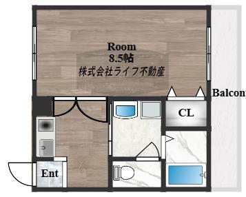 アデレード長田(1K/1階)の間取り写真