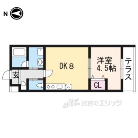 リアン桂ウエスト(1LDK/1階)の間取り写真