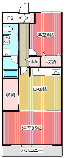 セルリアンハイツ(2DK/2階)の間取り写真