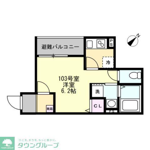 ベイルーム湘南藤沢(1K/1階)の間取り写真