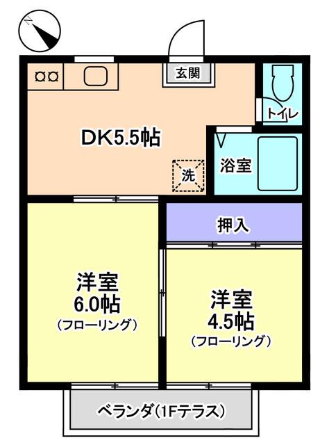 美咲ハイツ(2DK/1階)の間取り写真