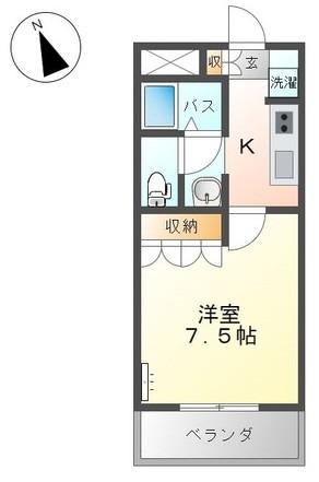 クレディール(1K/2階)の間取り写真