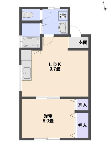 ハイムベルク C棟(1LDK/2階)の間取り写真