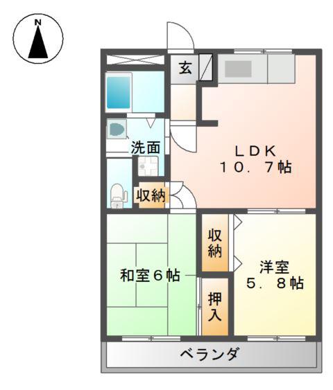 シェーネスハイム(2LDK/2階)の間取り写真