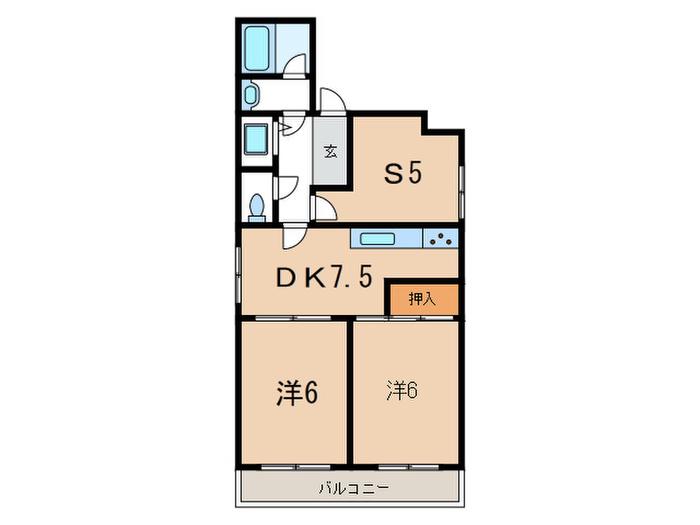 ロイヤルメゾン岡本III(2SDK/2階)の間取り写真