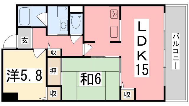グランシャリオ天川(2LDK/5階)の間取り写真