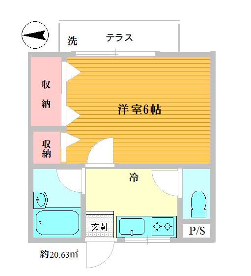 第2スカイハイツ(1K/2階)の間取り写真