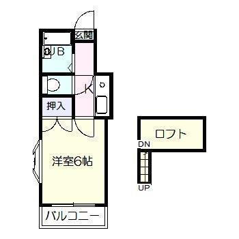 トーフク神宮西(1K/2階)の間取り写真