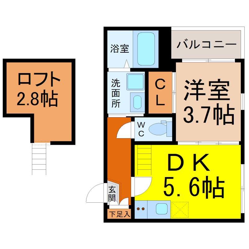 OKASIN6931(1DK/3階)の間取り写真