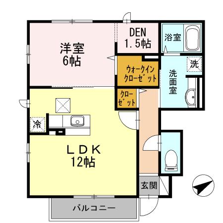 セジュール上矢部(1LDK/1階)の間取り写真