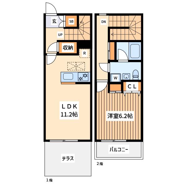 アドラーブル樹(1LDK/1階)の間取り写真