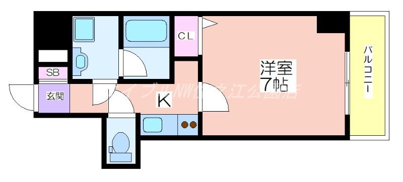 ファステート難波サウスベック(1K/7階)の間取り写真