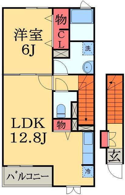 エスペランサⅡ(1LDK/2階)の間取り写真