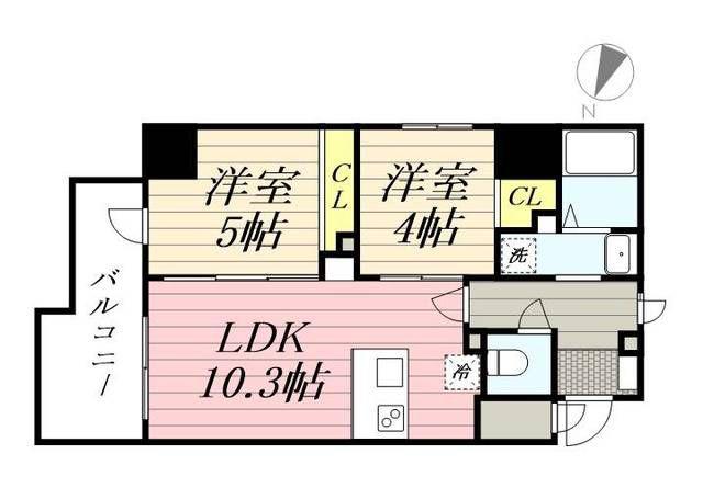 プライマル根岸(2LDK/8階)の間取り写真