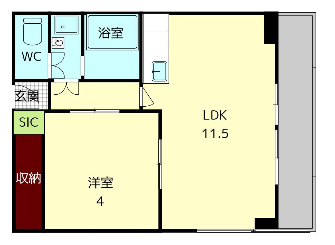 河本マンション(1LDK/3階)の間取り写真