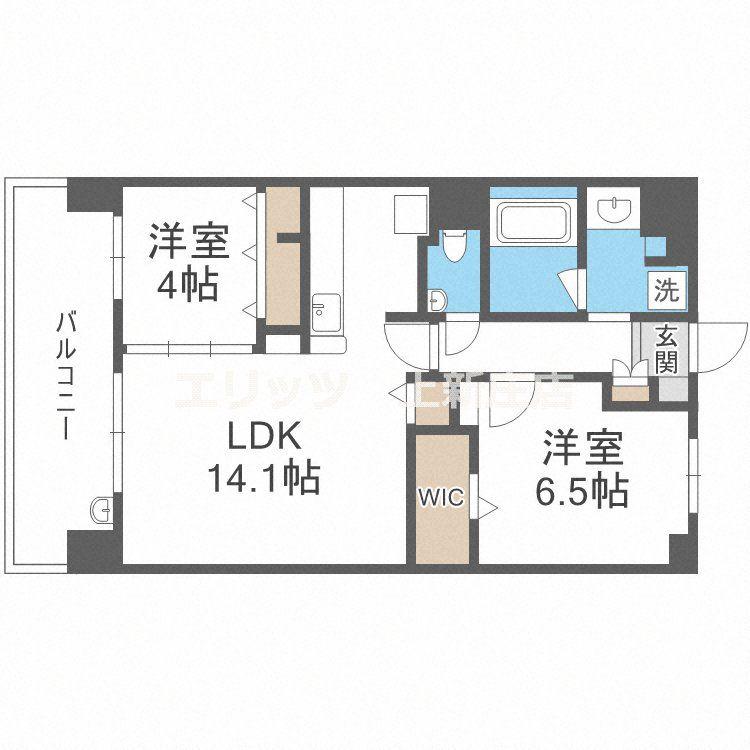 ポラリス松ヶ枝(2LDK/11階)の間取り写真
