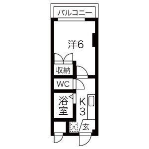 丸岩ビル(1K/2階)の間取り写真