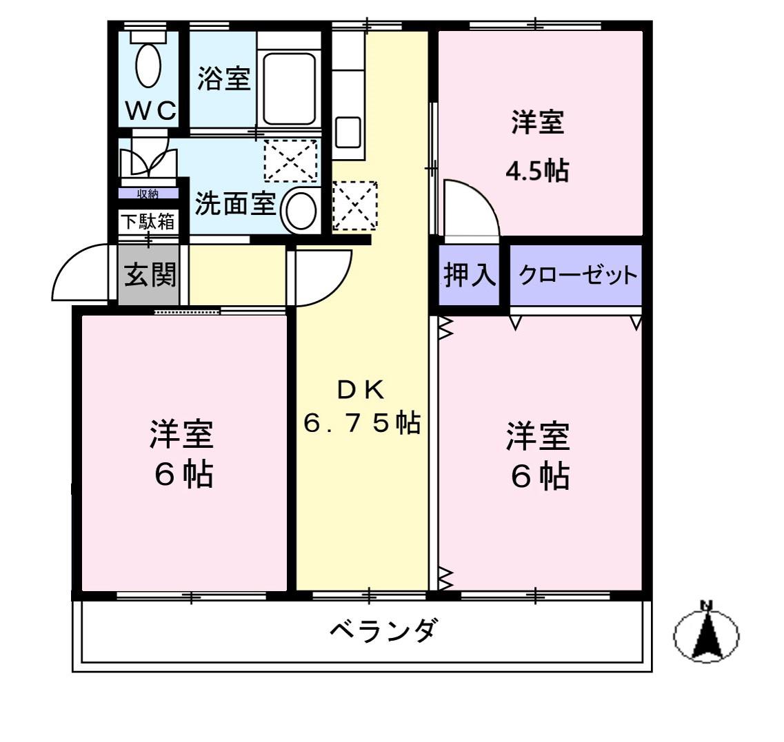 アイフィールド大泉A(3DK/2階)の間取り写真