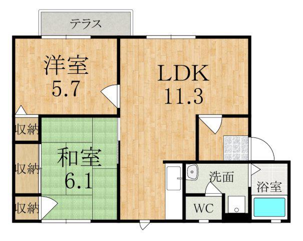 フォーレス宮古(2LDK/1階)の間取り写真
