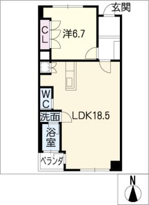 さくらタワー長良(1LDK/2階)の間取り写真