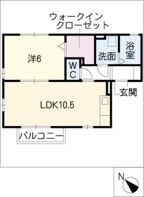 ハイツ・フロイデ(1LDK/2階)の間取り写真