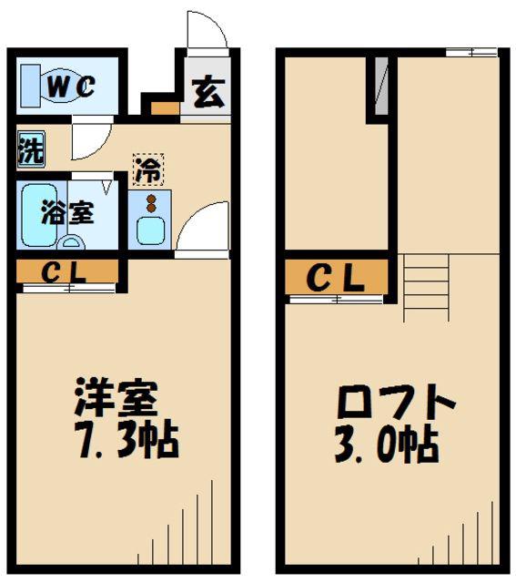 メインシティガーデンフォルトゥーナ(1K/2階)の間取り写真