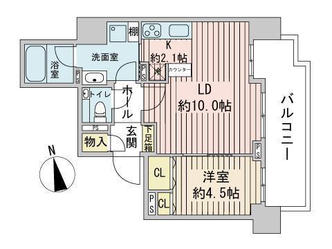 クリオ南7条(1LDK/5階)の間取り写真