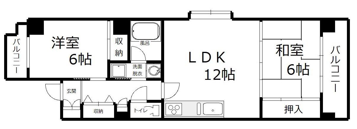 ベルコート竹内(2LDK/4階)の間取り写真