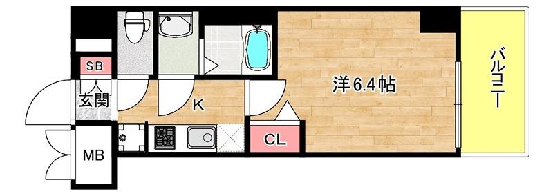 アドバンス大阪カーサ(1K/2階)の間取り写真