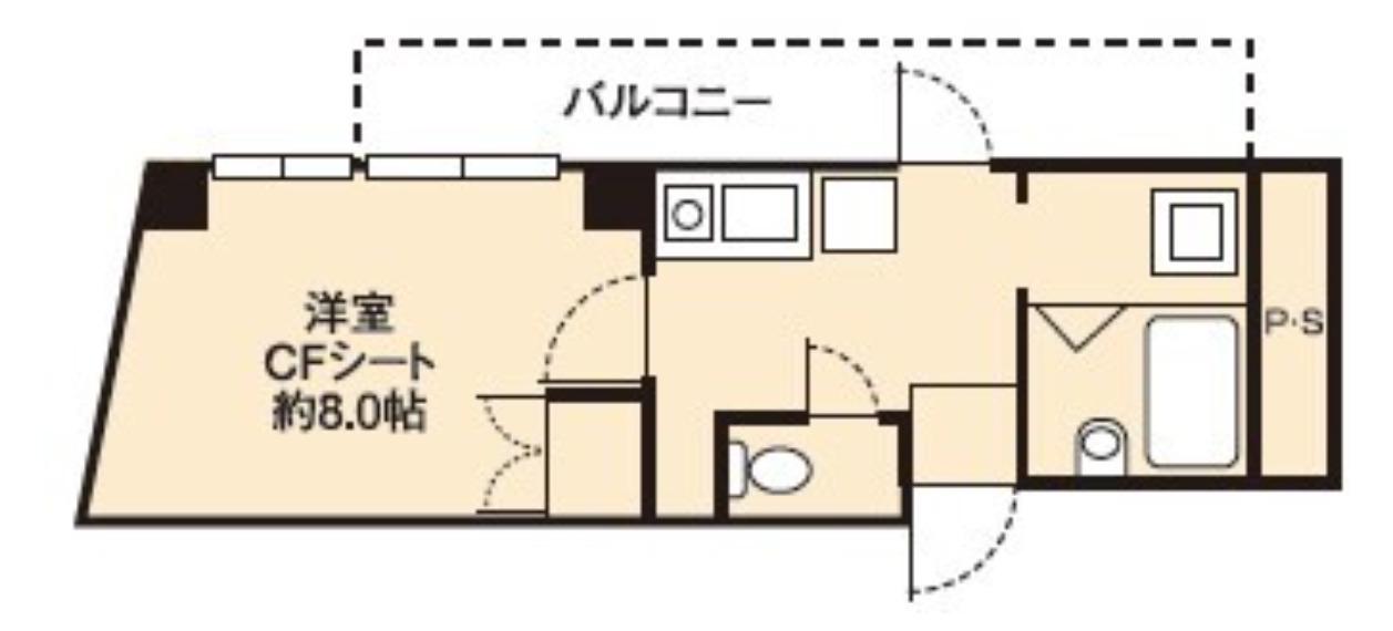 ドミール堺筋本町(1K/12階)の間取り写真