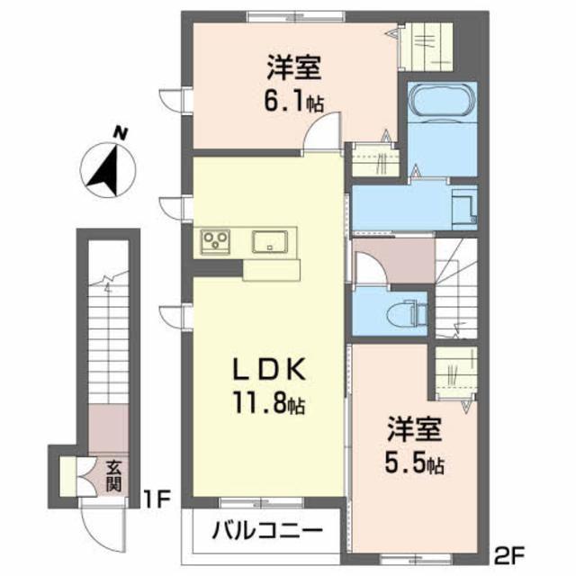 シャーメゾン ホワイトプレミアス(2LDK/2階)の間取り写真