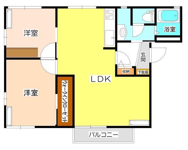 サンハイツセキネ(2LDK/2階)の間取り写真