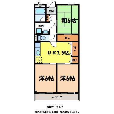 リンピア伊那(3DK/1階)の間取り写真