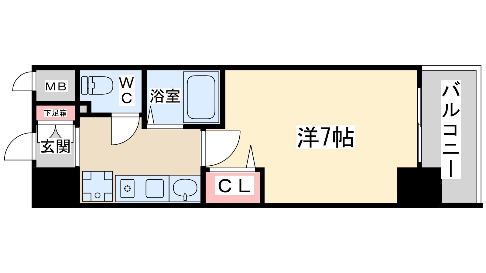 エスリード同心第5(1K/5階)の間取り写真