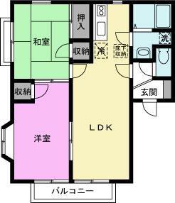エレガントハウス(2LDK/1階)の間取り写真