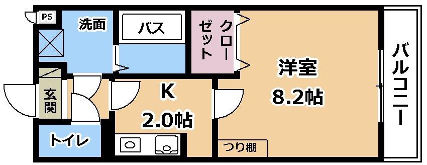 GROOVE南草津II(1K/1階)の間取り写真