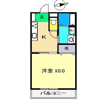 とさでん交通後免線 北浦駅(高知) 徒歩8分 2階建 築6年(1K/2階)の間取り写真