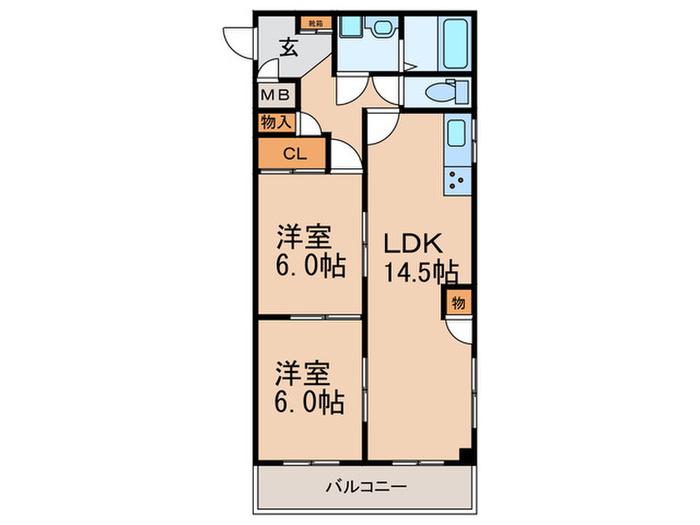 コロナード長尾(2LDK/1階)の間取り写真