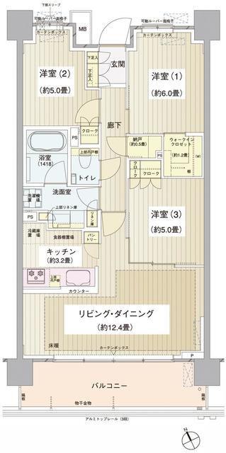 パークホームズ清澄白河(3LDK/2階)の間取り写真