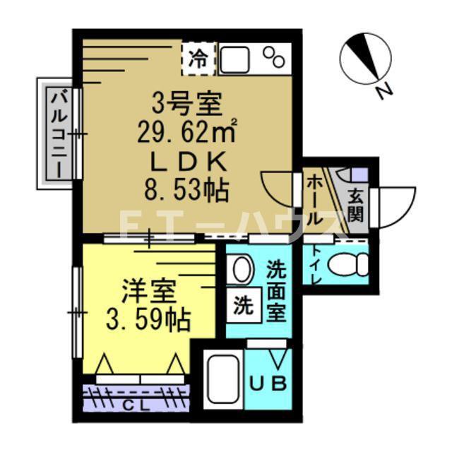 KH谷津(1LDK/1階)の間取り写真