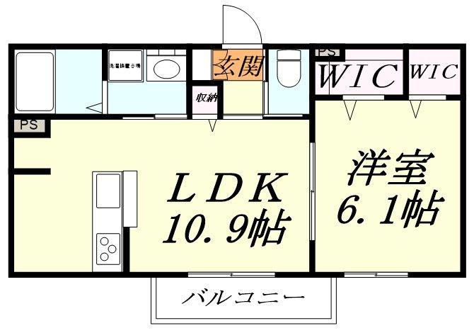 メゾンドボヌール(1LDK/2階)の間取り写真