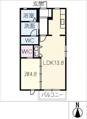 コンフォート楠(1LDK/2階)の間取り写真