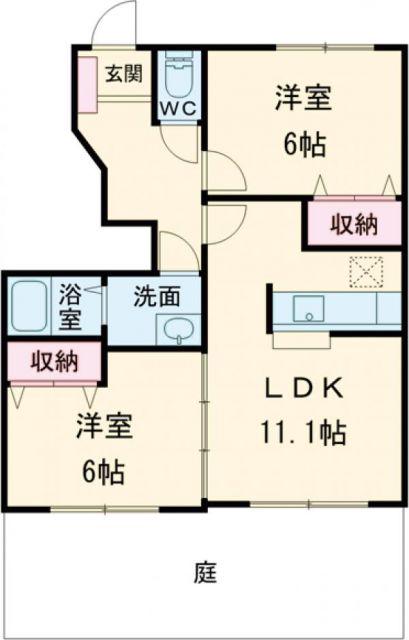 ポラリス栄(2LDK/1階)の間取り写真