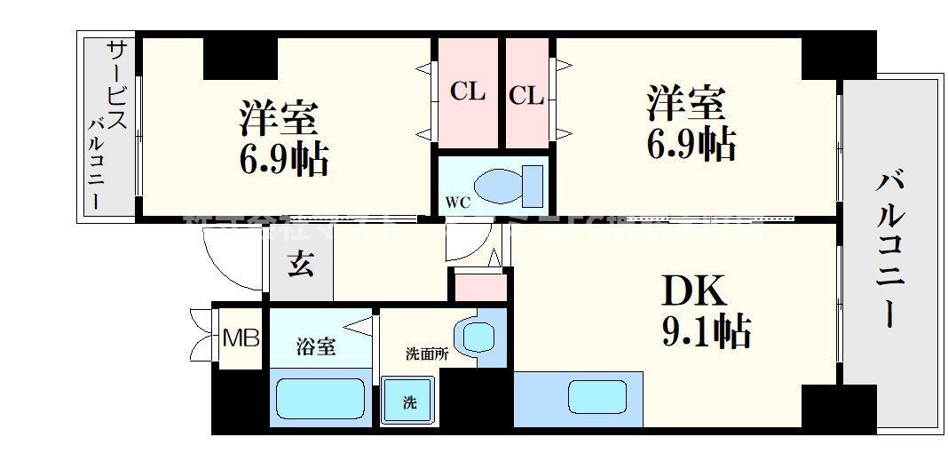 ノーブルコート(2LDK/6階)の間取り写真