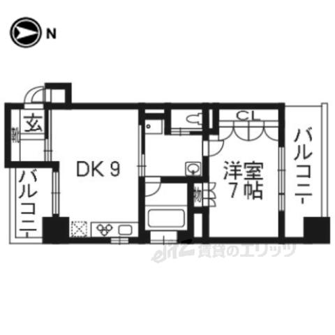リーガル京都五条堀川(1LDK/6階)の間取り写真