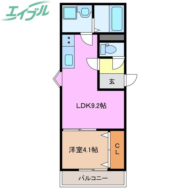LE COCON四日市X(1LDK/3階)の間取り写真