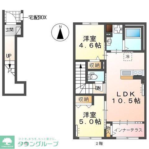 グリーンタウン山手II(2LDK/2階)の間取り写真